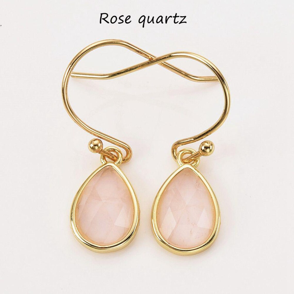 Teardrop Gemstone Earrings Gold Plated Birthstone Earring Crystal Earrings Rose Quartz Aquamarine Moon Stone Drop Earrings Boho Jewelry Gift